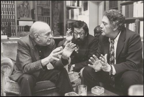 The painter Corrado Cagli in discussion with Franco Enriquez