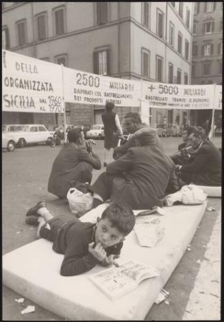 In the aftermath of a march in support of the victims made homeless by the 1968 earthquake in Belice, Sicily