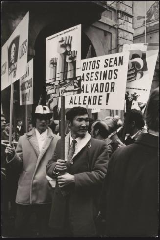 A  protest march for the Chilean cause after Pinochet's coup d'état on 11 September 1973