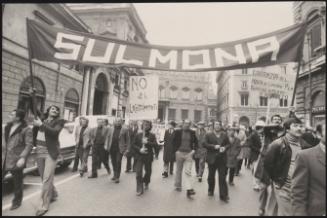 Striking workers marching 