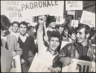 Crowd at a worker's demonstration during 