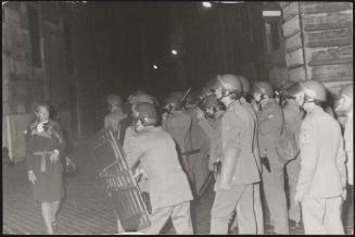 Riot police in Rome at night