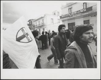 A Christian Democracy flag at an anti Mafia demonstration in Calabria