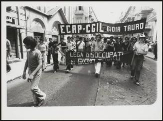 Trade unions from the ports in Gioia Tauro marching during an Anti Mafia protest