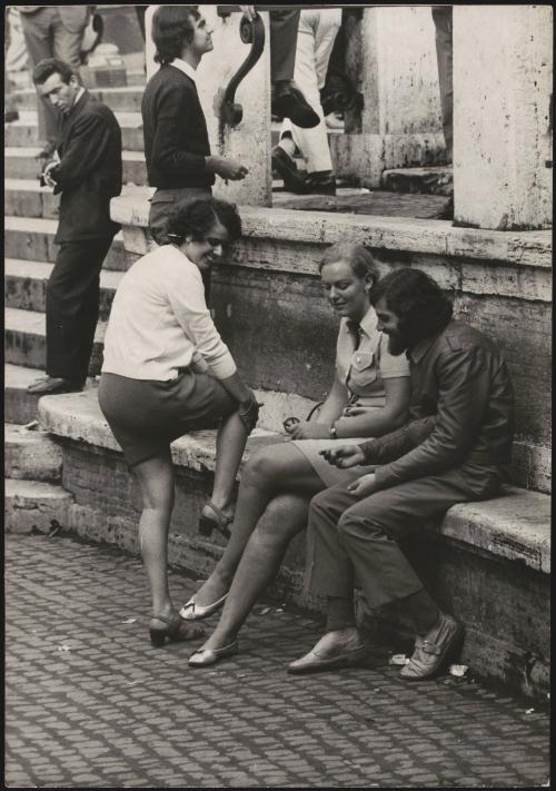 Young people around the Spanish Steps area of Rome