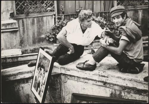 Pier Paolo Pasolini with a young man near the church of Trinità dei Monti in Rome