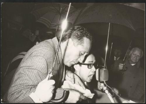 Communist Party speakers at a demonstration