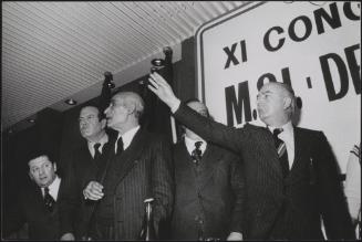 Franco Servello, Mirko Tremaglia, Mirko Tremaglia among others at a meeting of the MSI 