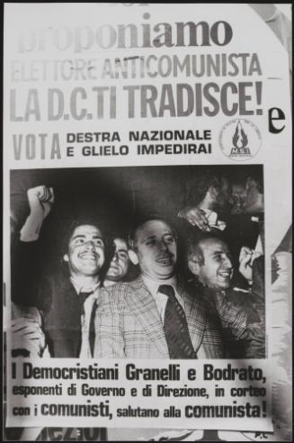 A MSI canvassing poster against the Christian Democrats Luigi Granelli and Guido Bodrato 