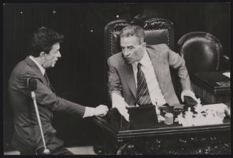 Enrico Berlinguer talks to Pietro Ingrao, the President of the Italian Chamber of Deputies