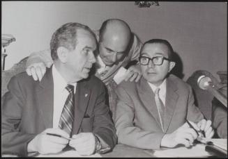 Giovanni Spagnolli and Giulio Andreotti at a meeting for the Christian Democratic Party on the 24th of June 1971