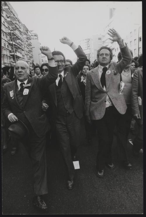 Portuguese politician Mário Soares at an PSI (Socialist Party) event