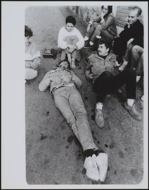 Members of the WWF at a sit in street protest