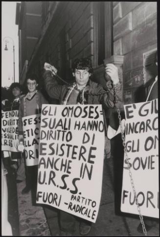 Members of the Radical Party and F.U.O.R.I protesting for gay rights 