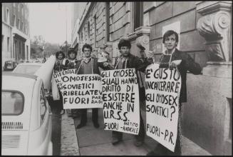 Members of the Radical Party and F.U.O.R.I protesting for gay rights 