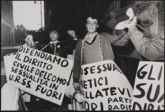 Members of the Radical Party and F.U.O.R.I protesting for gay rights 