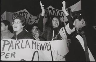 Members of the Radical party protest against Church and State