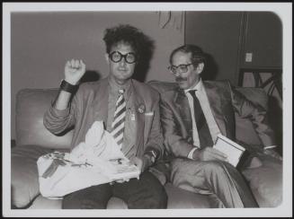 Television personality Roberto D'Agostino with his book 'How to live, and well, without the Communists. The first guide to what really matters in life'