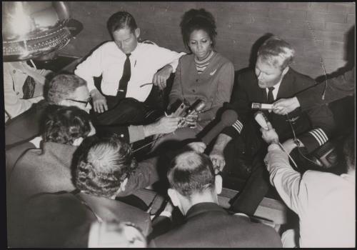 Press meeting during one of the trials of plane-jacker Raphael Minichiello