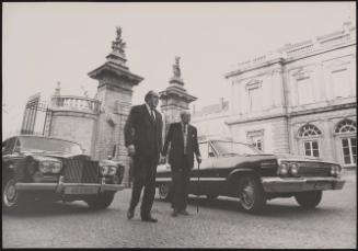 British Prime Minister Harold Macmillan arriving at the Egmont Palace, Brussels February 1963