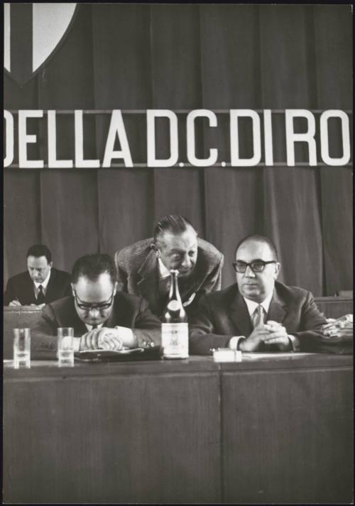 Nicola Signorello and Amerigo Petrucci at a Christian Democrats meeting, Rome