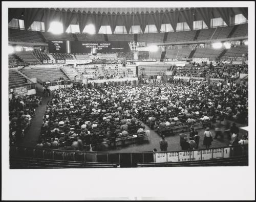 General meeting of the Police Union in the Palasport stadium, 1977