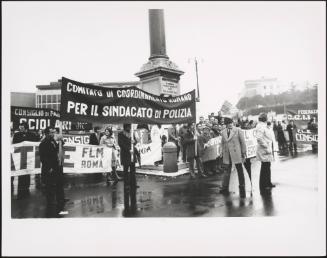 A demonstration of workers' unions, including the police force's