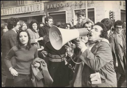 Members of the Italian Communist Youth Federation at a demonstration