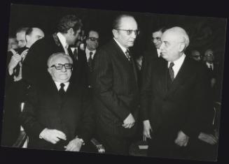 Politicians Giovanni Leone, Amintore Fanfani and Giorgio Napolitano at the Prefetto in Rome