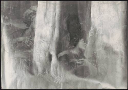 Badly damaged surface of a Renaissance painting