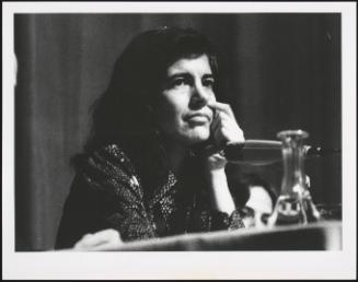 Portrait of American writer Susan Sontag 