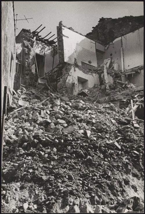 Rubble and collapsed buildings, part of the destruction from the Belice earthquake in 1968, Sicily