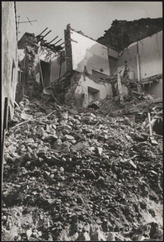 Rubble and collapsed buildings, part of the destruction from the Belice earthquake in 1968, Sicily