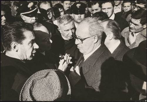The President of the Republic Giuseppe Saragat visits the destruction in Sicily after the Belice earthquake and addresses the residents, 1968