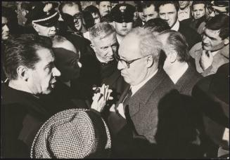 The President of the Republic Giuseppe Saragat visits the destruction in Sicily after the Belice earthquake and addresses the residents, 1968