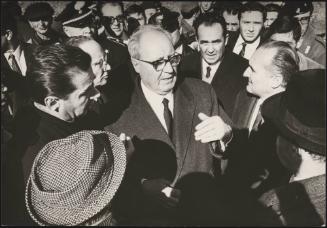 President of the Republic Giuseppe Saragat talks to displaced residents in Sicily after the Belice earthquake, 1968