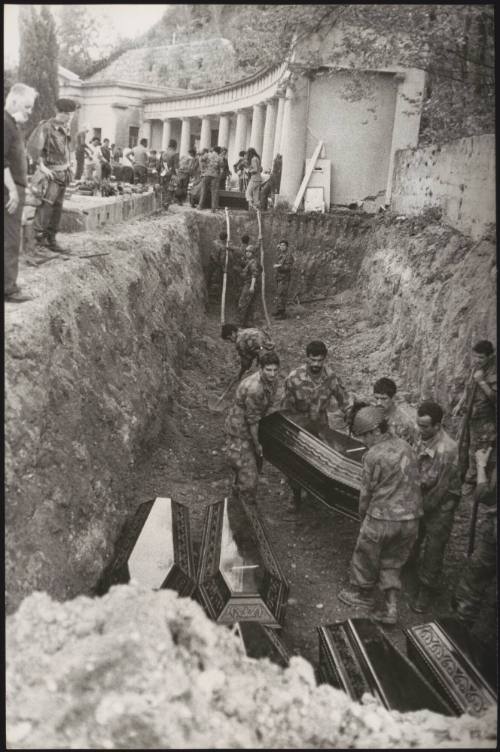 A mass grave is dug in the Cemetery in Osoppo, to bury the victims of the Friuli earthquake 1976