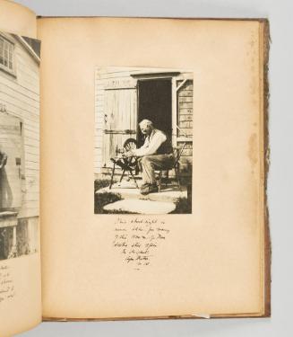 This wheelright is never idle, for many of the women of Nova Scotia still spin. In Arichat, Cape Breton, N.S. [Page 52 of Quebec I; from collection of Canadian albums compiled by Edith S. Watson, 1890s-1930s.]