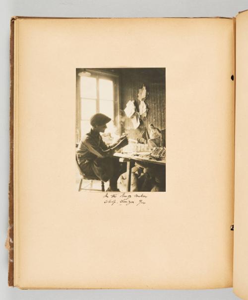 In the Image makers shop. Lauzon, Que. Page 48 of Quebec II; from collection of Canadian albums compiled by Edith S. Watson, 1890s-1930s
