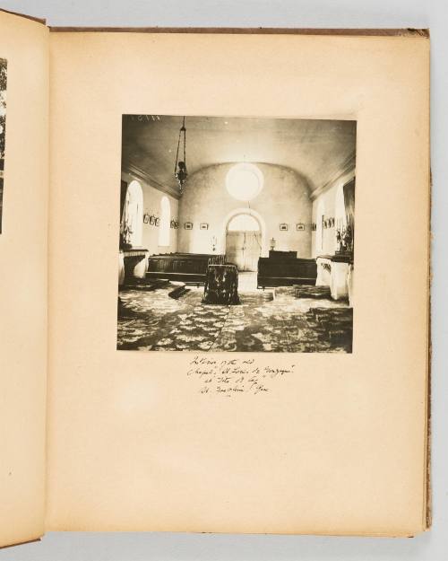 [Interior of the red Chapel. “St. Louis de Gonzague”at ‘Tite de Caps’; St. Joachim], Que.Page 3 of Quebec II; from collection of Canadian albums compiled by Edith S. Watson, 1890s-1930s
