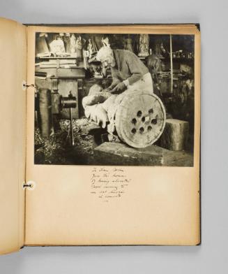 To Louis Jobin goes the honor of having elevated wood carving to an art level in Canada. Page 55 of Ste Anne de Beaupré; from collection of Canadian albums compiled by Edith S. Watson, 1890s-1930s