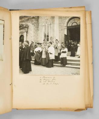 A Procession of the PIlgrims, from the old Basilica, Ste. Anne de Beaupré. Page 39 of Ste Anne de Beaupré; from collection of Canadian albums compiled by Edith S. Watson, 1890s-1930s