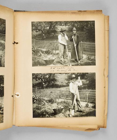 In the vegetable garden of the Monastery, Ste. Anne. Page 37 of Ste Anne de Beaupré; from collection of Canadian albums compiled by Edith S. Watson, 1890s-1930s