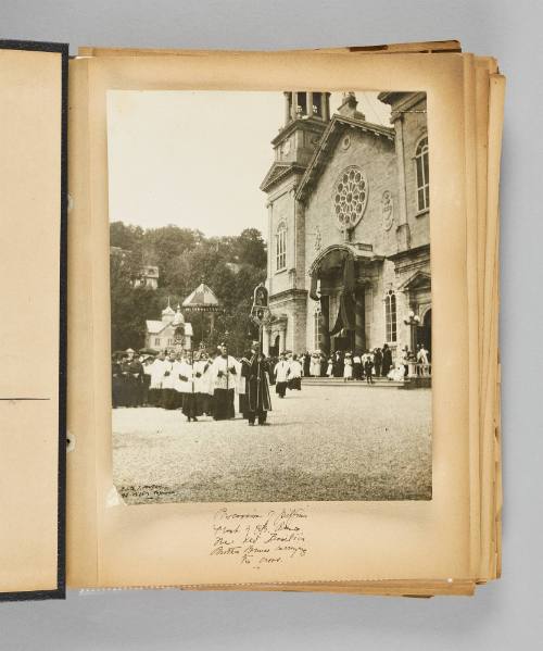 [Procession of Pilgrims] Page 1 of Ste Anne de Beaupré; from collection of Canadian albums compiled by Edith S. Watson, 1890s-1930s