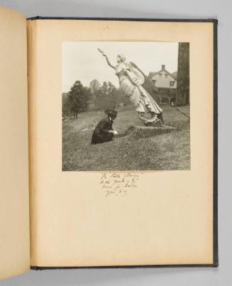The Belle of Oregon on the grounds of the Home of Sailors. Upper N.Y.[Page 49 of Happy Voyages with Queenie album]