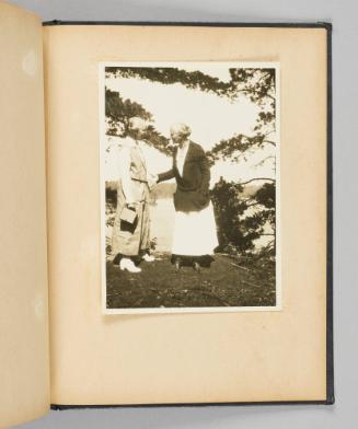 [Portrait of Edith and Queenie engaged in conversation] [Page 45 of Happy Voyages with Queenie album]