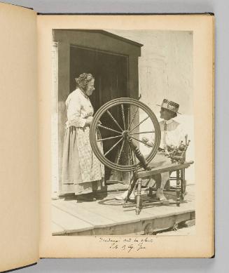 Grandma and the wheel, Tite de Cap. Que [Page 11 of Happy Voyages with Queenie album]