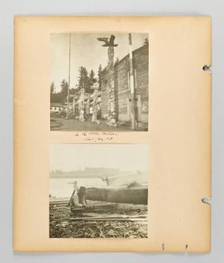 [Totem Bouevard and gathering wood] [Page 14 of Alert Bay, Queen Charlotte Islands, and Victoria, B.C. album]
