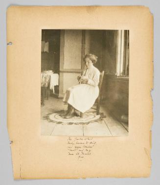 The Quebec child early learns to knit and make braided mats and rugs, St. Pereal Que. [Page 3 of Children album]
