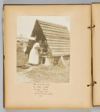 The out of door oven in which is baked the great loaves of French bread. In St. Francis du Lac, Que. [Page 44 of Wells and Pots album]
